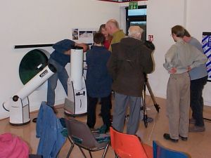 Neil shows off the telescopes