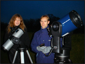 Neil and Angela prepare for an evening of observing