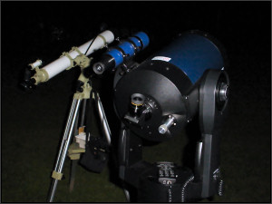 Our TAL-100R and Meade LX-90 telescopes directed low to the horizon